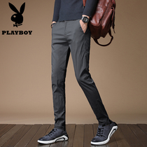 Playboy casual pants mens spring and autumn slim-fit stretch mens casual long pants loose straight trend all-match