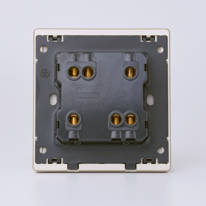 开关插座面板 二开双控双联开关 大板香槟金色墙壁开关面板