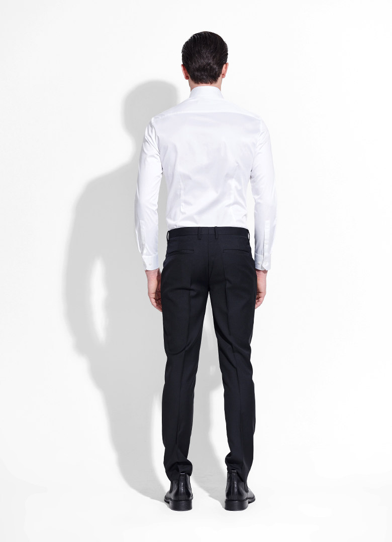 新款中国风商务高立领衬衫男士长袖衬衣时尚拼接修身