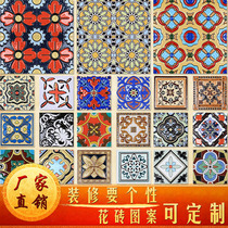 Ceramic tiles Floor tiles Hand-painted tiles European Mediterranean style garden tiles Small tiles flower tiles Stair tiles 100*100