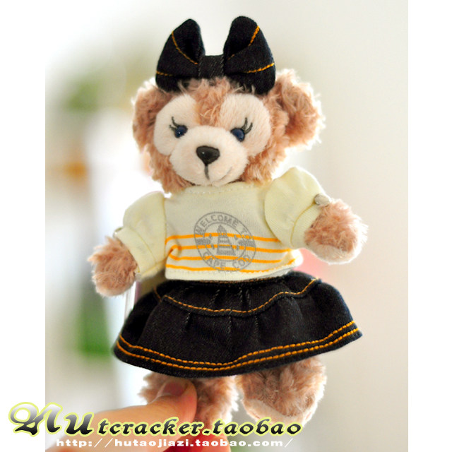 牛仔版可爱小熊 毛绒 女生挂包牛仔版挂件 胸针饰品别针