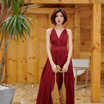 Phuket Beach Dress Honeymoon Dress Super Immortal Sexy Beach Holiday Dress Thai Resort Skirt Women Red Dress