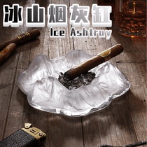 Creative new Chinese iceberg glass ashtray Living room bedroom atmosphere simple home Internet cafe Light luxury gift box ashtray