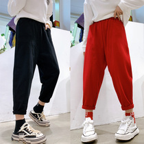 2020 winter new color velvet thickened harem pants womens large size thin turnip pants personality trendy cool casual pants