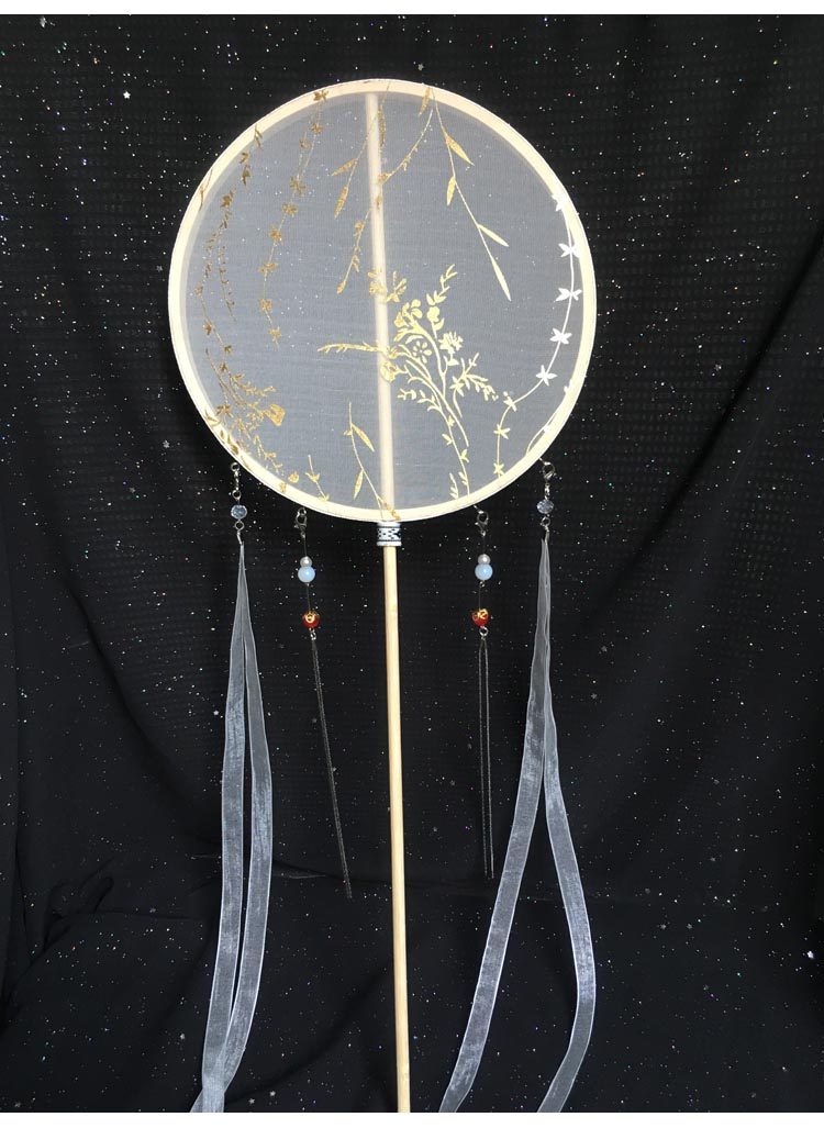 古风长柄团扇手工古典圆宫扇流苏刺绣diy材料包汉服拍照配饰扇子