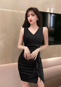 Deep V low chest open chest and buttock nightclub clothes fashion dress
