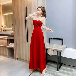 French design net red machine elegant waist closing light mature dress