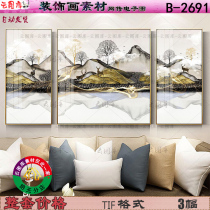 New Chinese artistic conception oil painting landscape forest elk Golden rich decorative painting material picture painting core Sanlian landscape