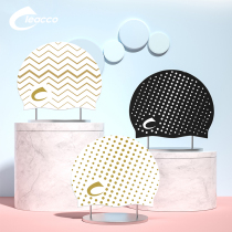 LEACCO swimming cap female hair special ear protection large head circumference does not stop head adult men waterproof silicone swimming cap