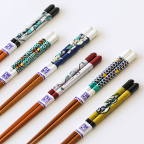 Japanese-made jiuyaki natural wooden chopsticks household wooden chopsticks multi-color family guest set Japanese chopsticks