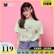 a02 summer fresh simple cartoon printing round neck short-sleeved 2021 new small fresh loose all-match t-shirt women