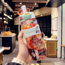 Adult simple men and women sports fitness large capacity plastic water Cup student personality portable with straw hand Cup