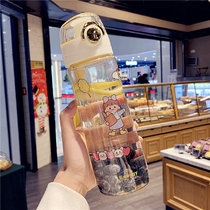 Net red with tea compartment plastic cup creative adult fitness fresh and simple water Cup student portable cup Sen.