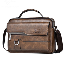 Mens Bag Genuine Leather Shoulder Bag Horizontal Mens Messenger Bag Fashion Casual Handbag Trendy Brand Cross-Bag Cowhide Small Backpack