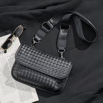 New hand-woven chest bag mens casual shoulder bag fashion small square bag Messenger bag tide brand mobile phone bag cross bag