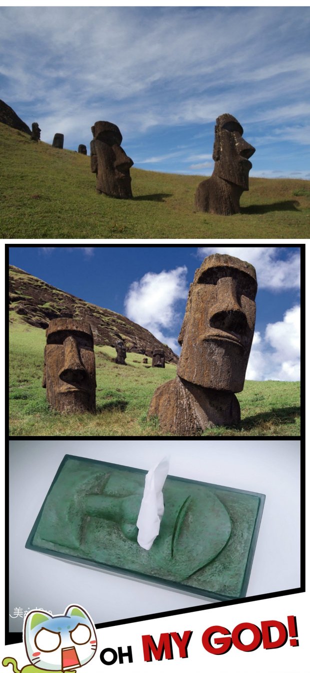 复活岛石像纸巾盒moai造型家用纸巾抽创意石人像石头人个性纸巾筒