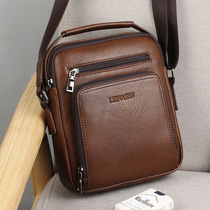 Han Edition Mens Bag Mens Style Single Shoulder Bag Slanted Satchel Bag Business Soft Leather Bag Casual Harp Small Handbag Sloping Cross Backpack