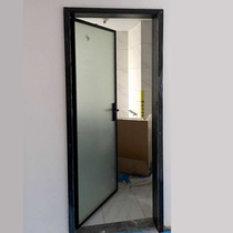 Very narrow side black toilet swing door aluminum alloy Changhong glass narrow side door kitchen balcony bathroom door customization
