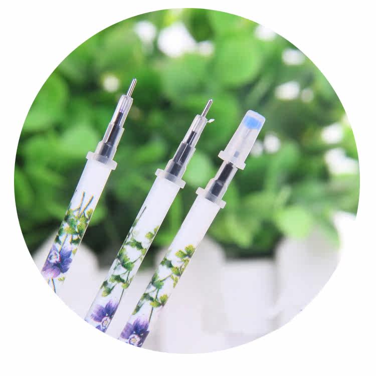 奥德美中性笔芯替芯全针管黑色蓝色水笔芯通用0.350.380.5mm包邮