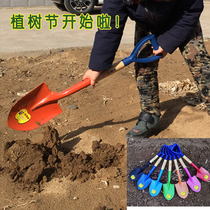 Wooden handle gardening flower shovel Vegetable seed flower digging shovel Manganese steel beach fishing Short handle childrens shovel Tree planting small steel shovel