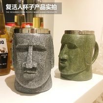 Creative Moai American retro coffee cup Resurrection Island stone statue mug stainless steel cup whisky beer mug