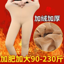 Thick plus velvet 200 Jin size high waisted flesh color pantyhose fat mm fattening extra leggings women wear winter