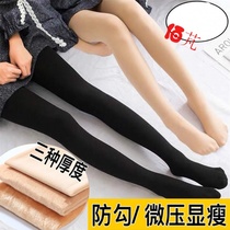 Spring and autumn winter mid-thickness stockings womens pantyhose anti-hook thin light leg flesh color plus velvet padded leggings