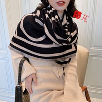European and American monochrome plain leather headscarf warm female shawl imitation cashmere scarf winter warm scarf dual-use Lady
