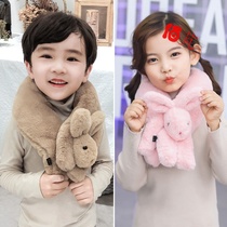 Childrens scarf plush thickened girl rabbit hair warm scarf male cute princess cartoon rabbit autumn winter tide collar