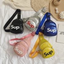 Childrens bright face shoulder bag Korean version of Street trampoline bag boy super cool handsome chest bag in big child change shoulder bag