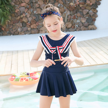 ins Childrens swimsuit girl girl princess cute middle and large child one-piece skirt boxer Korean student hot spring