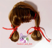 Dog cross-dressing hair accessories net red pet funny method fight pigtails ~ funny village girl Keji wig ~