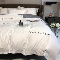 100 long staple cotton cotton cotton four-piece cotton pure color simple modern light luxury style bed linen quilt cover bedding