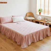 Pink 40-piece Korean bedspread cotton bed skirt three-piece quilted lace dress single piece solid color skirt