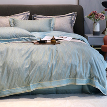 80 jacquard cotton four-piece set 100 cotton simple Nordic light luxury high-end atmospheric quilt cover bedding 4