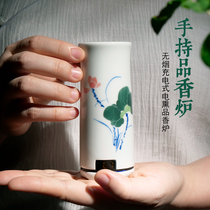 Handheld incense stove charged with carry-on electronic incense stove Home Sunken Sandalwood Fragrant scents cup tea room