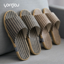 Cotton linen slippers Men indoor non-slip soft bottom home fabric linen slippers women deodorant office summer Four Seasons