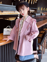 Girls coat spring and autumn 2022 new autumn clothes foreign style net red middle and big childrens fashionable tops childrens autumn windbreaker trend