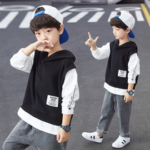  Childrens clothing boys  sweaters autumn 2021 new childrens spring and autumn hoodies big childrens Western style hooded tops Korean tide