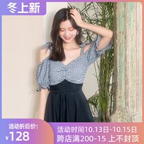 Korean swimsuit female summer conservative 2021 new fashion one-piece dress Belly Belly thin hot spring shoulder swimsuit