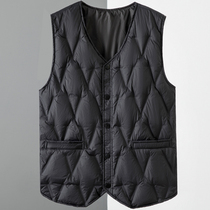 New Autumn Winter Down Horse Chia Men Mid Age Large Code Thickened Mens Down Clothing Vest Warm Canon Shoulder Liner