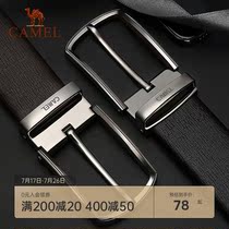 Camel belt mens pants cowhide business casual simple pin buckle men fashion leather belt men