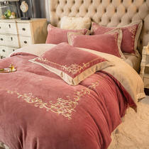 Winter Thickened Milk Suede Four Pieces Of Coral Suede Quilt Cover Fallé Bed Linen Flannel Bed Hat Bed bedding 4