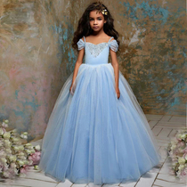 Childrens Frozen Princess Dress Pengpeng gauze girls high-end model catwalk evening dress small host performance clothes