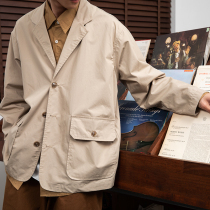 LR MADE 20AW Japanese retro simple early autumn loose commuter double bag mens and womens casual thin suit jacket