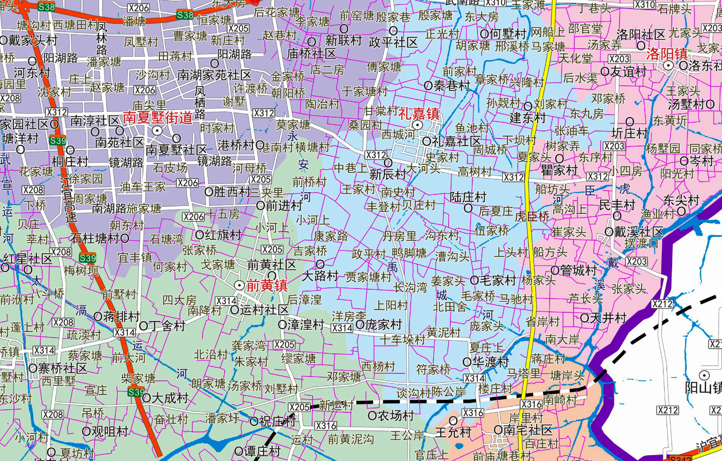 2019年3月江苏常州市武进区交通旅游行政乡镇村落地图96x108cm