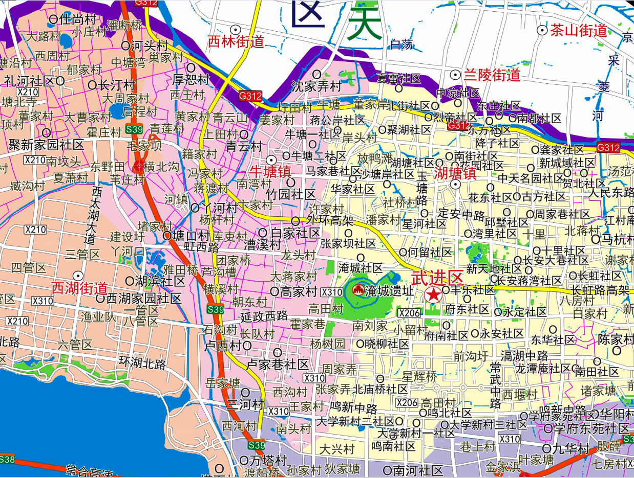 2019年3月江苏常州市武进区交通旅游行政乡镇村落地图96x108cm