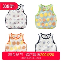 Baby eating short-sleeved blouse summer boys and girls thin anti-dressing waterproof childrens rice pocket baby clothes