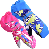 Outdoor childrens ski gloves Boy and girl warm waterproof ski gloves