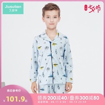 Long-aged companion childrens pajamas Boys spring and autumn thin modal cotton long-sleeved suit middle and large childrens baby home clothes
